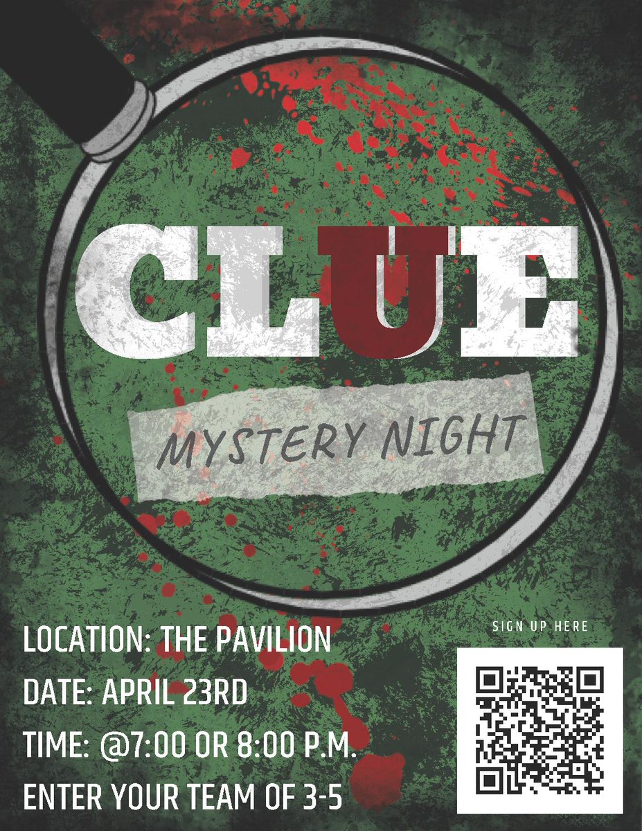 NRHH Presents CLUE Mystery Night LIVE! Compete as teams of detectives to solve the murder &amp; prove your client is not guilty.. or are they? Enjoy food, smooth jazz &amp; crime solving on April 23 7-9PM @ the Pavilion. Space is limited! Sign up: m.signupgenius.com/#!/showSignUp/…