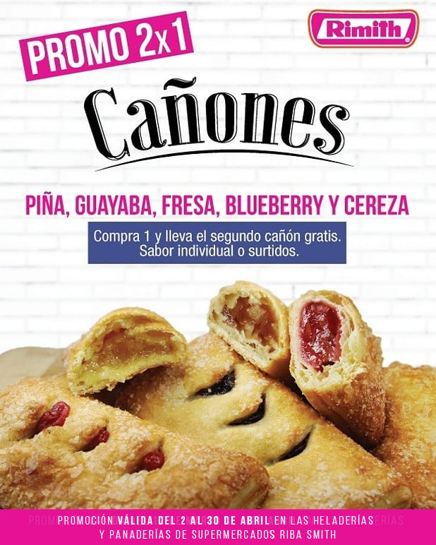 Riba_Smith's tweet photo. ¡Nos lo pidieron y la extendimos!😍🍍🍓🍒🍇 Continúa nuestra #PromoRS 2x1 de Cañones rellenos #Rimith en todos los #RibaSmith *Aplican restricciones. https://t.co/TrNjY1j5zB