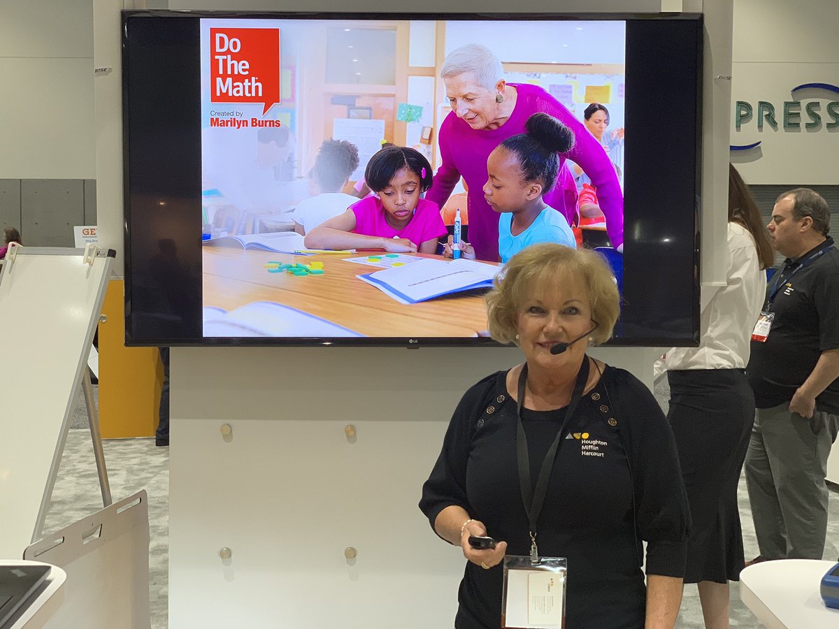HMHCo's tweet photo. We’re just getting started in booth 1225! Join your peers and Jan Scott of #DoTheMath, to try out fun classroom activities for your students! #NCTMSD2019 #TheLearningCompany https://t.co/V0OoPn5zmz