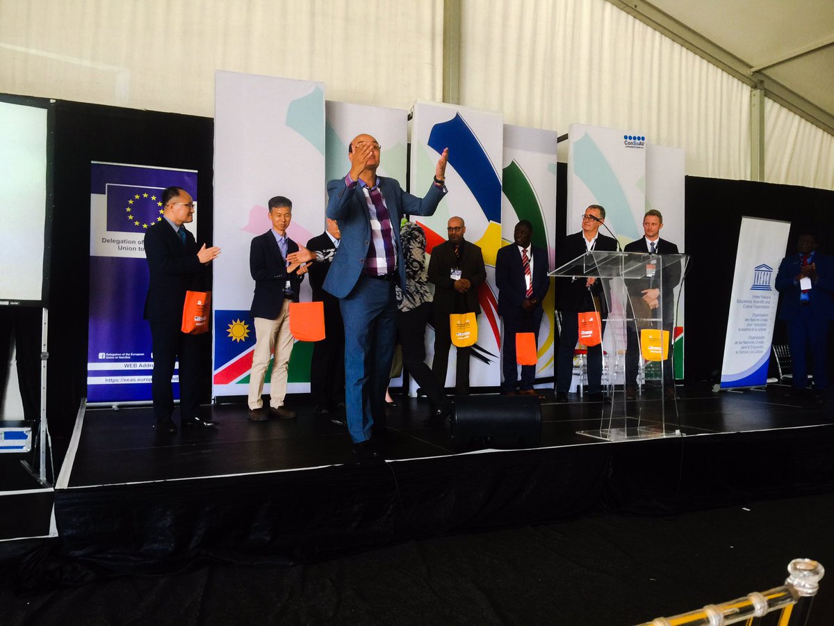 Namibia Training Authority CEO Mr Jerry Beukes handing over gift bags to panelists to show appreciation. #NationalSkillsCompetition2019 #WorldSkillsNamibia