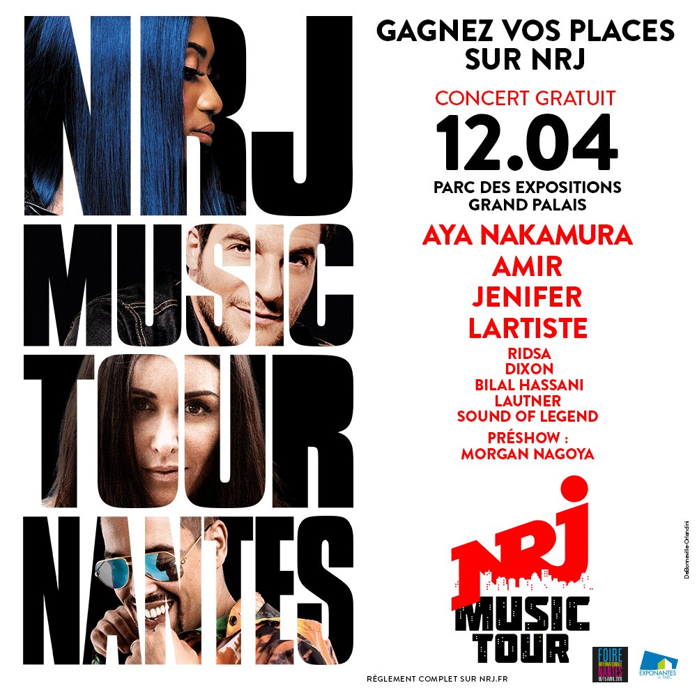 Hey 🔥Montez sur la scène du #NMTNantes ➡️ Et présentez sur scène l’une des stars du NRJ Music Tour. Tweetez votre ville + le nom de votre star NRJ préférée présente au concert avec #NMTNantes 👍