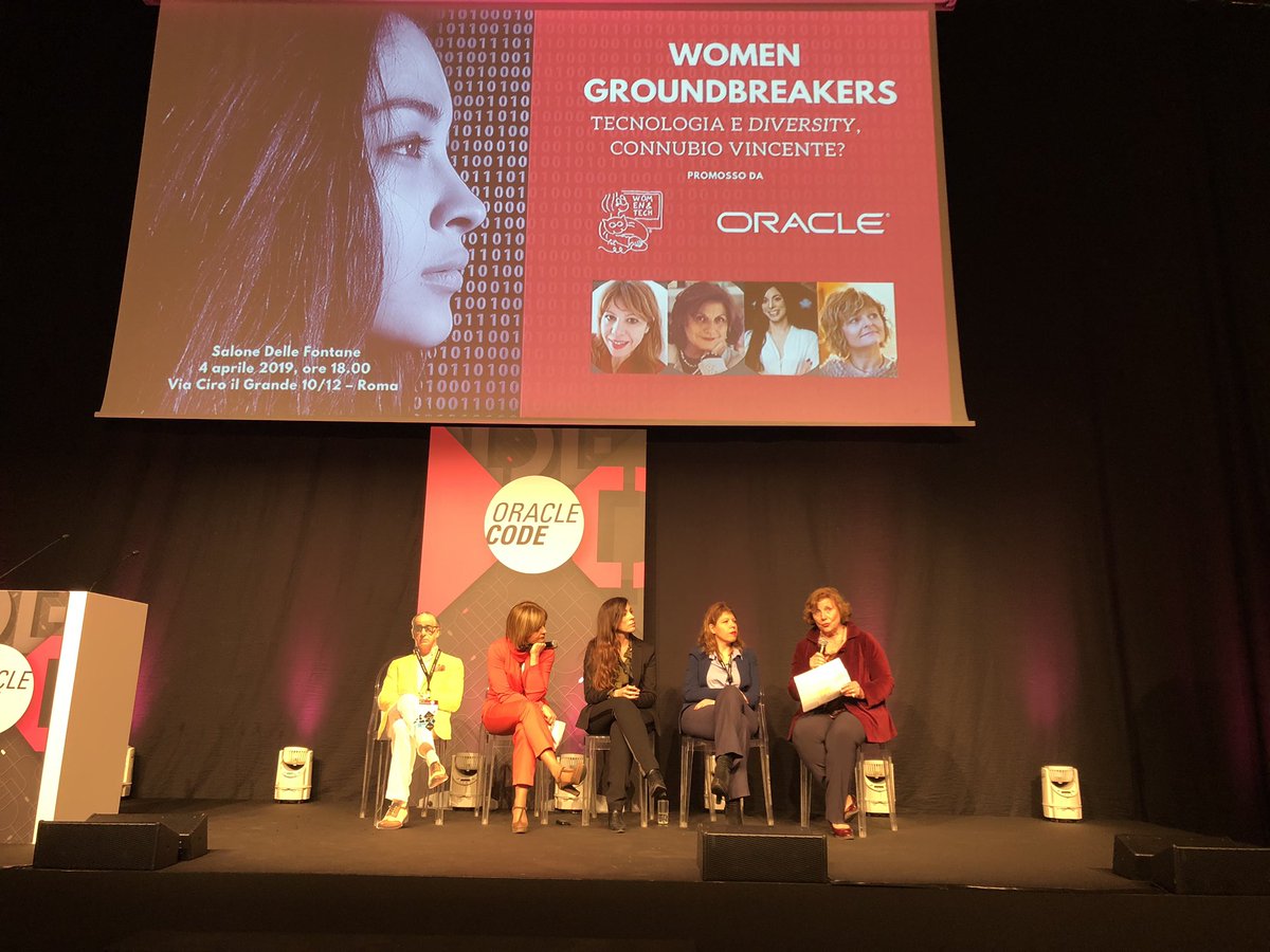 _lauraliguori's tweet image. Women Groundbreakers: #technology and #diversity great talk at #OracleCodeRome @womentech @MartinengoG @MicaelaRomanini @simonaumberta @OracleItalia