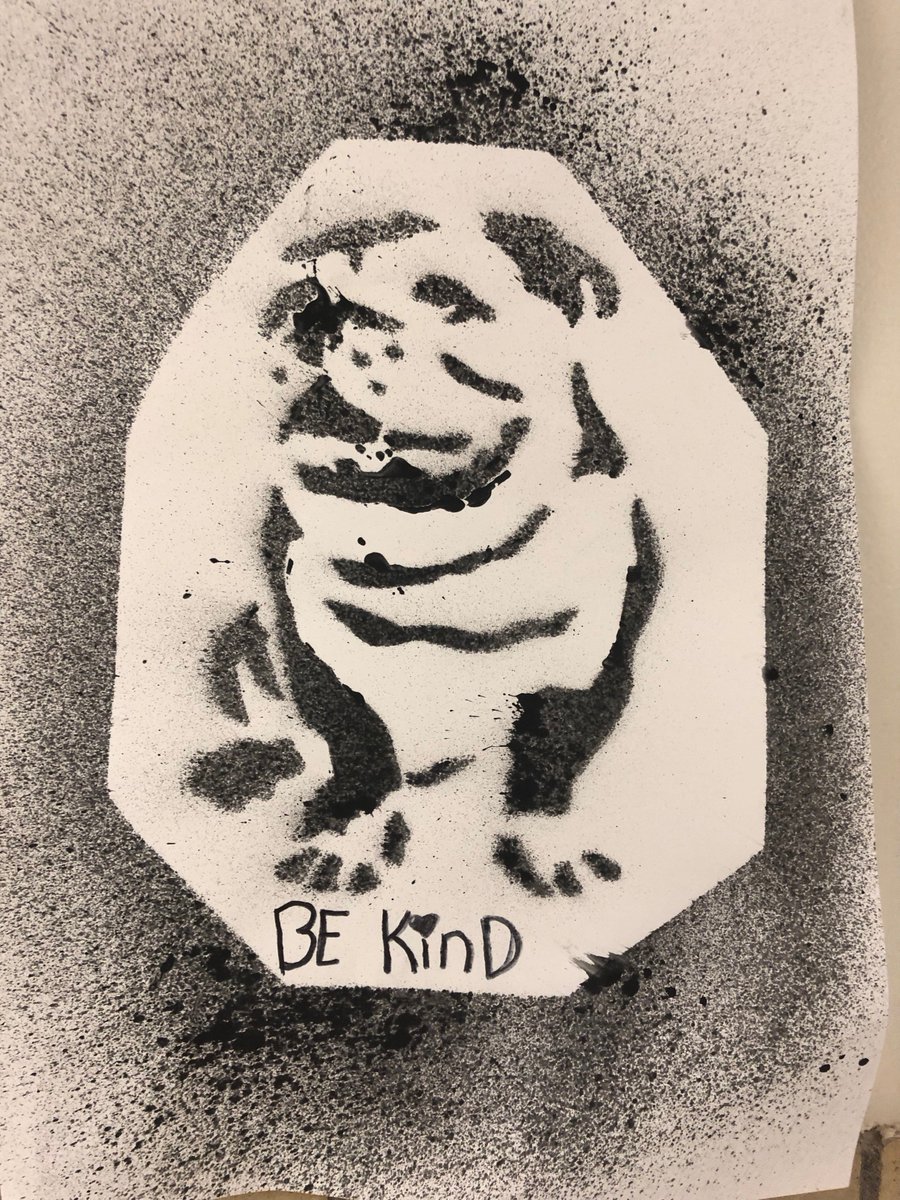 LcjsmsC's tweet photo. Mr. Steger's Banksy inspired artwork is adding a bit of style to our hallways! https://t.co/mvOt28mbQV