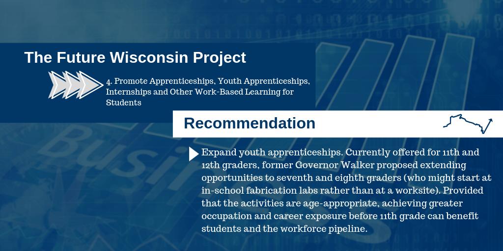 WisconsinMC's tweet photo. Wisconsin needs to continue to  - Promote Apprenticeships, Youth Apprenticeships, Internships, and other Work-Based Learning for Students. 

View The Future Wisconsin Project report 🔽🔽🔽
https://t.co/PkR2RxXsts 
#Wisconsin #Workforce #Solutions #Business #FutureWisconsinProject https://t.co/A5rPmv6ahw