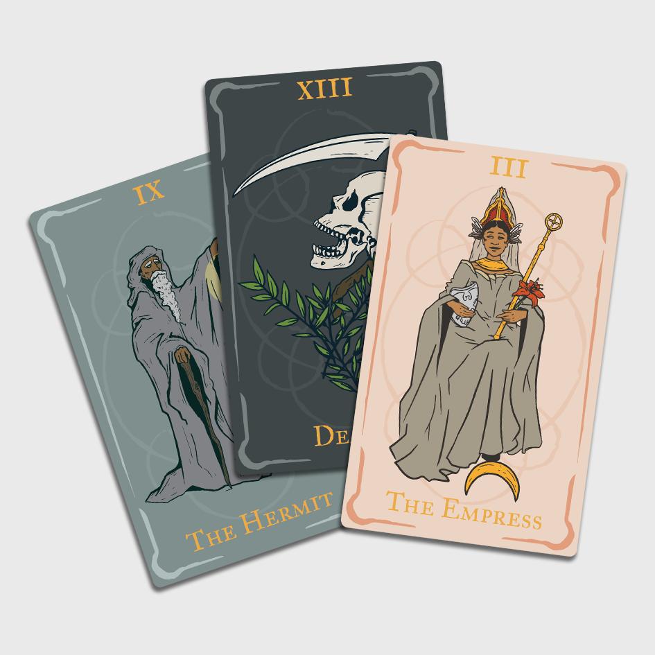QuerentGame's tweet photo. Who's excited for our custom tarot deck? 😍 #tarotcards #ttrpg #gamedev #digitalillustration #tarotdeck #querent https://t.co/4GGiCxOig8