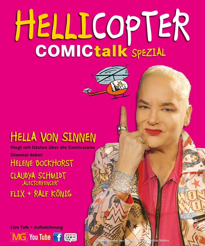 DerComicTalk's tweet photo. Hype Train war gestern, jetzt kommt der #HELLIcopter - Das @DerComicTalk-Spezial.
Am 05.05. im @schmidttivoli Theater #Schmidtchen.
Gäste: @RalfKoenigComic, @DerFlixxx, @AlectorFencer. Wieder mit dabei @helenebockhorst.
Mehr dazu hier: https://t.co/Ux3Y9WILlc https://t.co/dVinVCBu6R