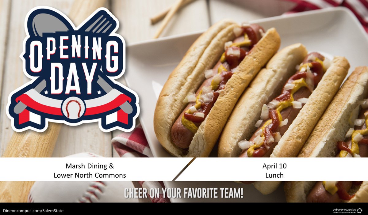 SALEMSTATEEATS's tweet photo. Let's bring back some spirit to the Red Sox! Stop by next Wednesday for an Opening Day lunch featuring your favorite ball park food and some fun treats #redsoxnation #openingday #rootforthehometeam https://t.co/fCD82j5Gzd
