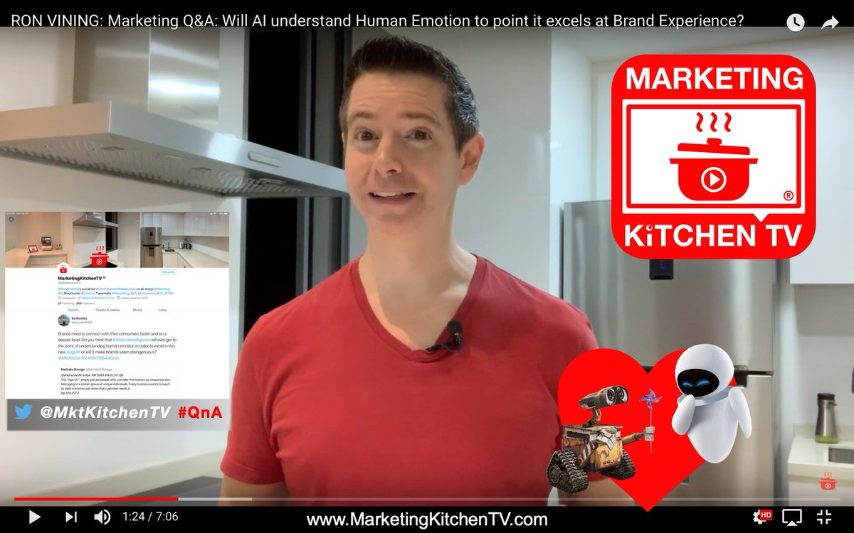 MktKitchenTV's tweet photo. NEW! Will #AI understand #HumanEmotion to point it excels at #BrandExperience?
Welcome back #Marketing Chefs! 9th, https://t.co/j3Oks8PQpV YouTube &amp; @MktKitchenTV Twitter #QnA, continues series…
Your All-Things Mkt Host, @RonaldVining, Ans Ur Qs! 
WATCH: https://t.co/TJIbMbd7QX https://t.co/IkPyLoklE1