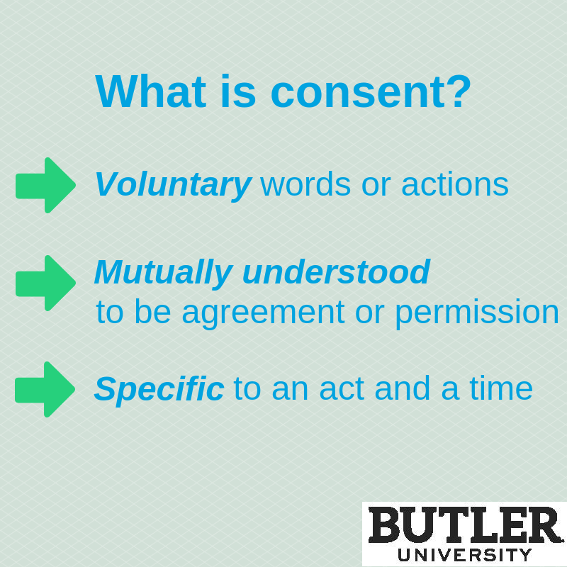 ButlerTIXCoord's tweet photo. Consent is a healthy and normal part of everyday interactions and relationships.

Here @butleru, it's our expectation that you get consent for every act, every time. 

For more info: https://t.co/QGNjeW05dV

#IAsk #ButlerSAAM #SAAM https://t.co/kjMX9Z3XXT