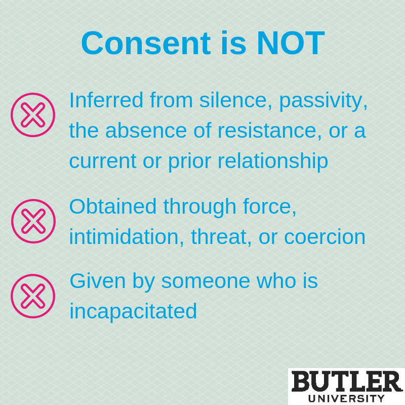 ButlerTIXCoord's tweet photo. Consent is a healthy and normal part of everyday interactions and relationships.

Here @butleru, it's our expectation that you get consent for every act, every time. 

For more info: https://t.co/QGNjeW05dV

#IAsk #ButlerSAAM #SAAM https://t.co/kjMX9Z3XXT