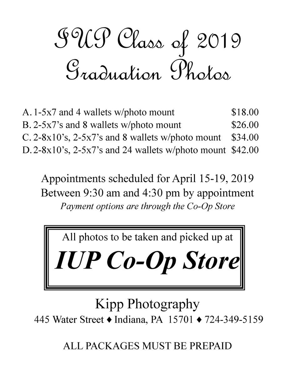 IUPCoopStore's tweet photo. Need graduation photos? Let our guy @kipppics take care of you! Make your appointment with him at the Graduation Fair today, 2-6 PM! #GraduationFair #ClassOf2019 https://t.co/o73kQnjVsI