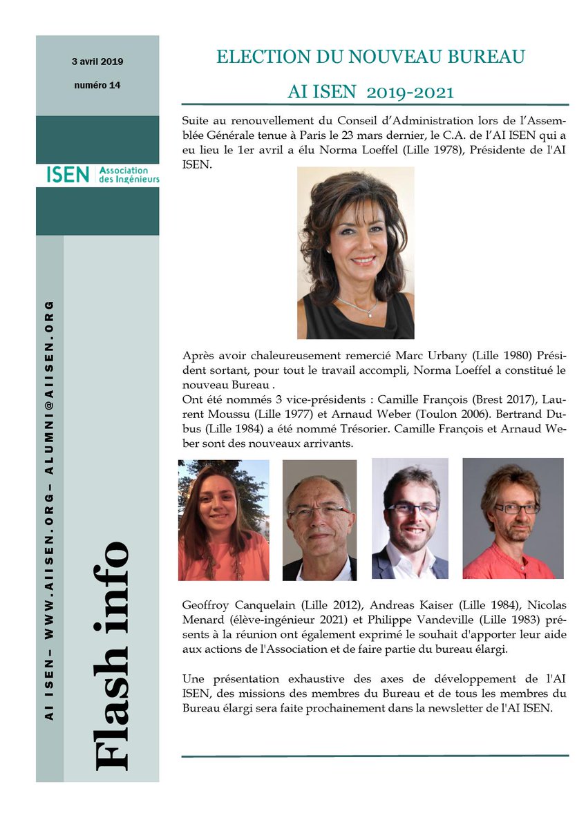 Pour la toute première fois, le Conseil d'administration de notre Association a élu ...une Présidente ! Bienvenue à Norma !