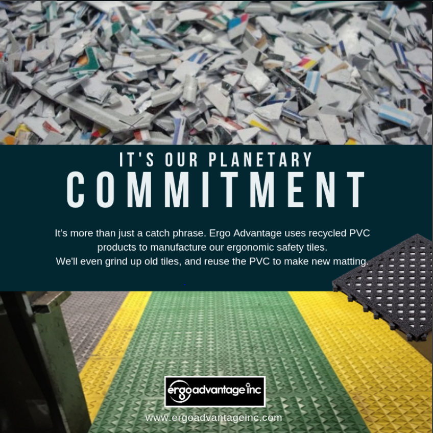 ergo_inc's tweet photo. Our products are made using old debit/credit cards, auto parts and even our old matting after its 20 year life cycle. Sustainability is just another reason why our matting is the best solution out there for your flooring needs. #ergonomics #safety #mattingmatters https://t.co/7Bgy6W9QgW