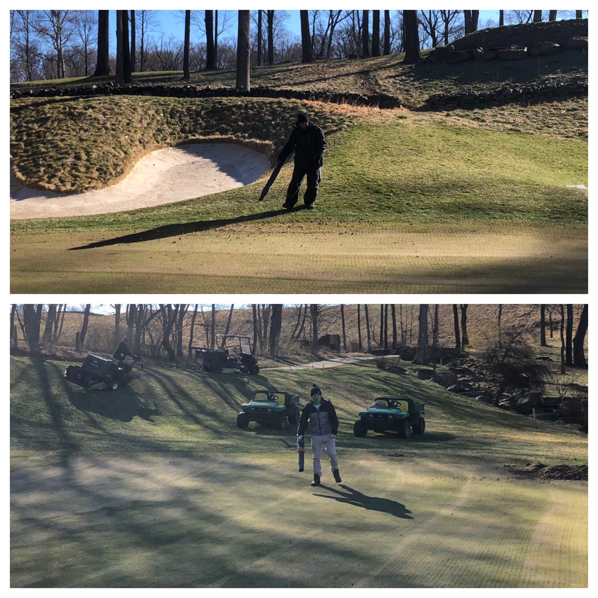 2019 Spring aerification in the books, big thanks to <a href="/Fieldstone/">Fieldstone Vineyards</a> GM <a href="/JeromeLouie2/">Jerome Louie</a> and Membership Director Sam Walus for helping out while shortstaffed!! #TeamworkMakesTheDreamWork