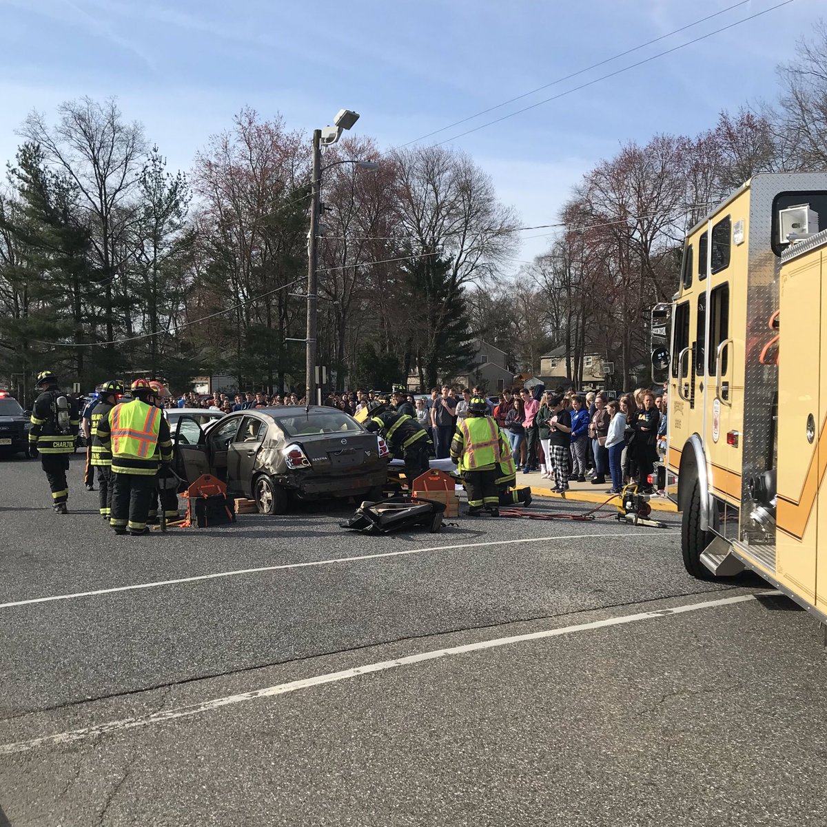PitmanHS_NJ's tweet photo. PHS 11th &amp; 12th grade students participated in the Every 15 Minutes program. The focus: safe and respectful driving. Huge thanks to all of the first responders, Nick Seran, Mrs. Pinque, Mrs. Morrone, and student participants for presenting a powerful message.#pitmanpantherpride https://t.co/SLByFTpDnP