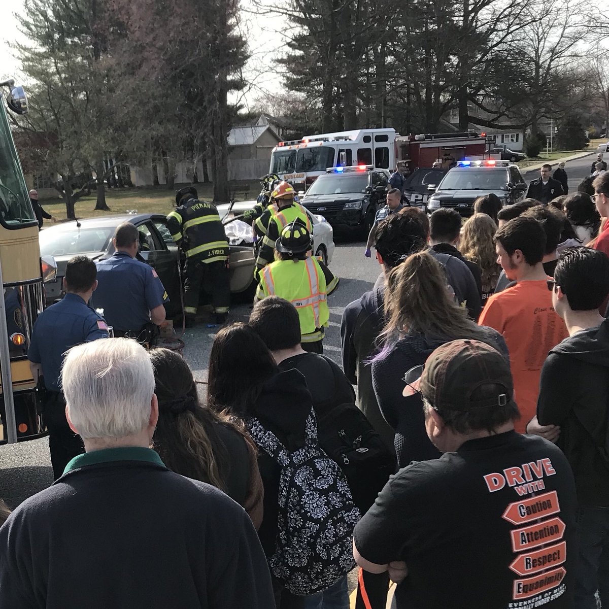 PHS 11th &amp; 12th grade students participated in the Every 15 Minutes program. The focus: safe and respectful driving. Huge thanks to all of the first responders, Nick Seran, Mrs. Pinque, Mrs. Morrone, and student participants for presenting a powerful message.#pitmanpantherpride