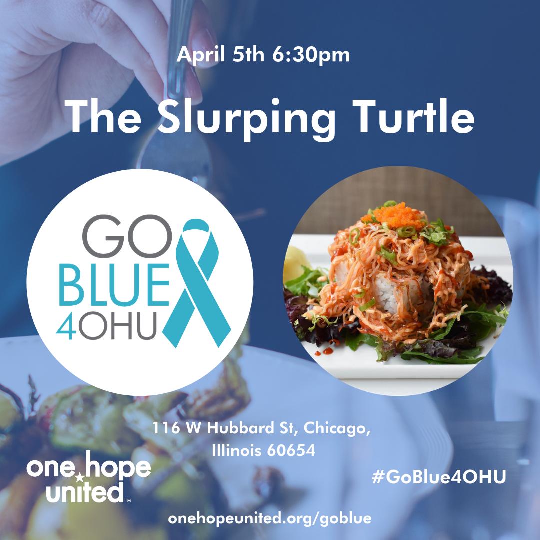 1hopeunited's tweet photo. Need plans for Friday night? Stop by our #GoBlue4OHU events at @SlurpingTurtle and @JellyfishOne11 and mix and mingle with OHU family and friends. A portion of their proceeds from their select menu items will be donated to One Hope United's program to prevent child abuse. https://t.co/iVTD4QrG0C