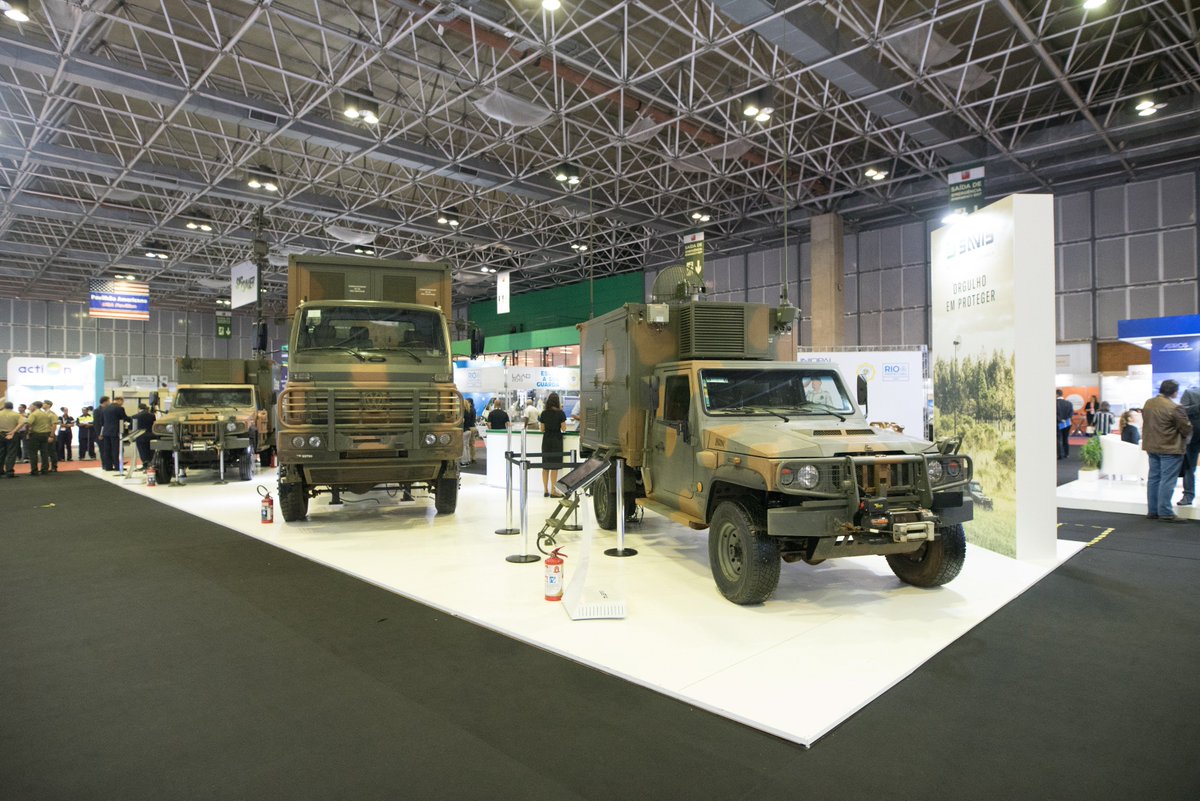 embraer's tweet photo. The #Embraer defense portfolio goes far beyond aircraft. At #LAAD2019, we and #Savis are showcasing three army vehicles that are a part of SISFRON, the greatest project of monitoring and border control on the planet. #EmbraerStories https://t.co/zgCd7qHjzO