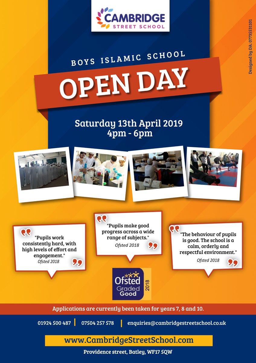 Join us on Saturday 13th April 2019 at 4pm for a chance to explore our school and witness first hand the fantastic work going on.