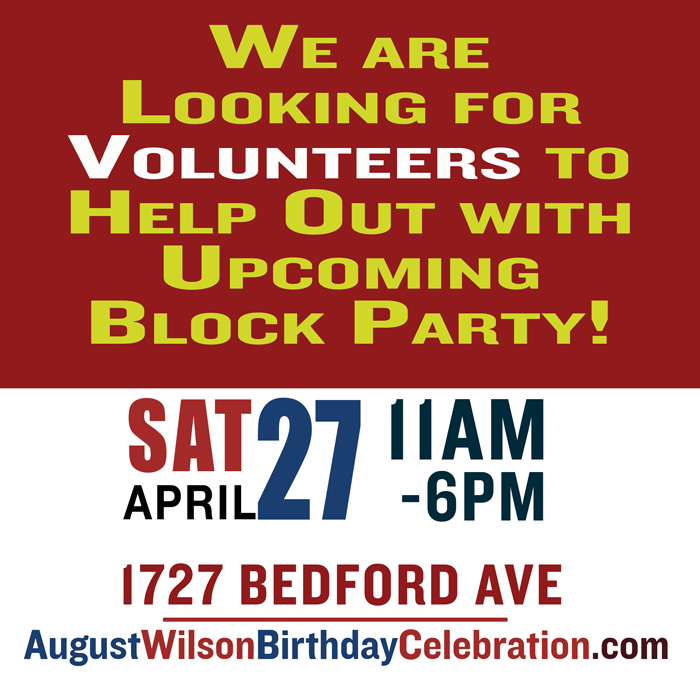 cchrawson's tweet photo. 4th annual August Wilson Birthday Block Party (much more than that, a street fair) is coming in three weeks. Those who have the most fun are the volunteers! Volunteer here:  https://t.co/8EaizyFctI https://t.co/a5JbLGrrOX