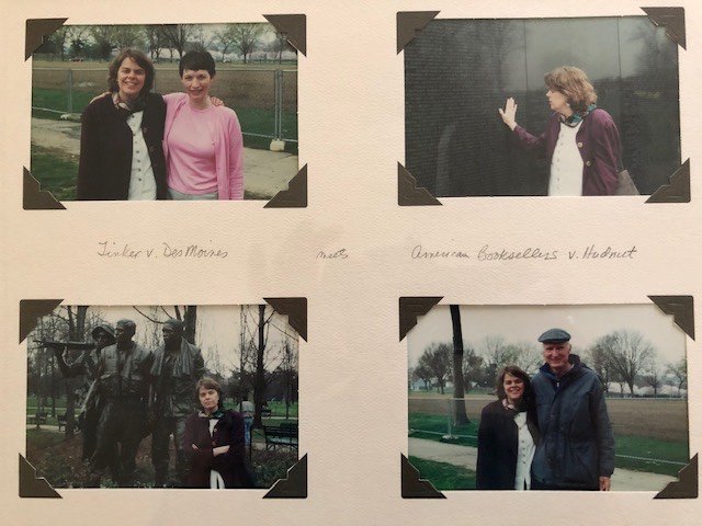 BeverlyHudnut's tweet photo. Reminiscing today @MBNational @JGSPL @AUWCL about that time I took Mary Beth Tinker (Tinker v. DesMoines) to see the Vietnam Veterans Memorial for the first time and introduced her to my husband Bill (American Booksellers v. Hudnut).#FirstAmendment #FreeSpeech #righttoprotest https://t.co/3Vv6pJtkjk