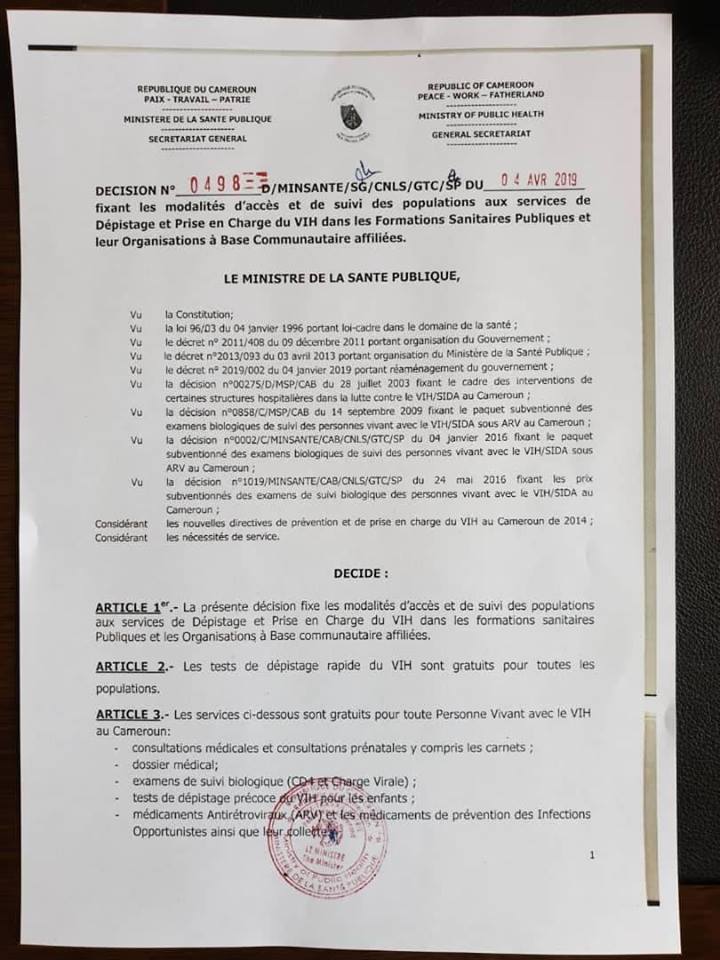 affirmativeact1's tweet photo. DÉCISION FIXANT LES MODALITÉS D’ACCÈS ET DE SUIVI DES POPULATIONS AUX SERVICES DÉPISTAGE ET PRISE EN CHARGE DU VIH DANS LES FORMATIONS SANITAIRES PUBLIQUES ET LEURS ORGANISATIONS A BASE COMMUNAUTAIRE https://t.co/GutKoxIswo https://t.co/RB1yhuaVd5