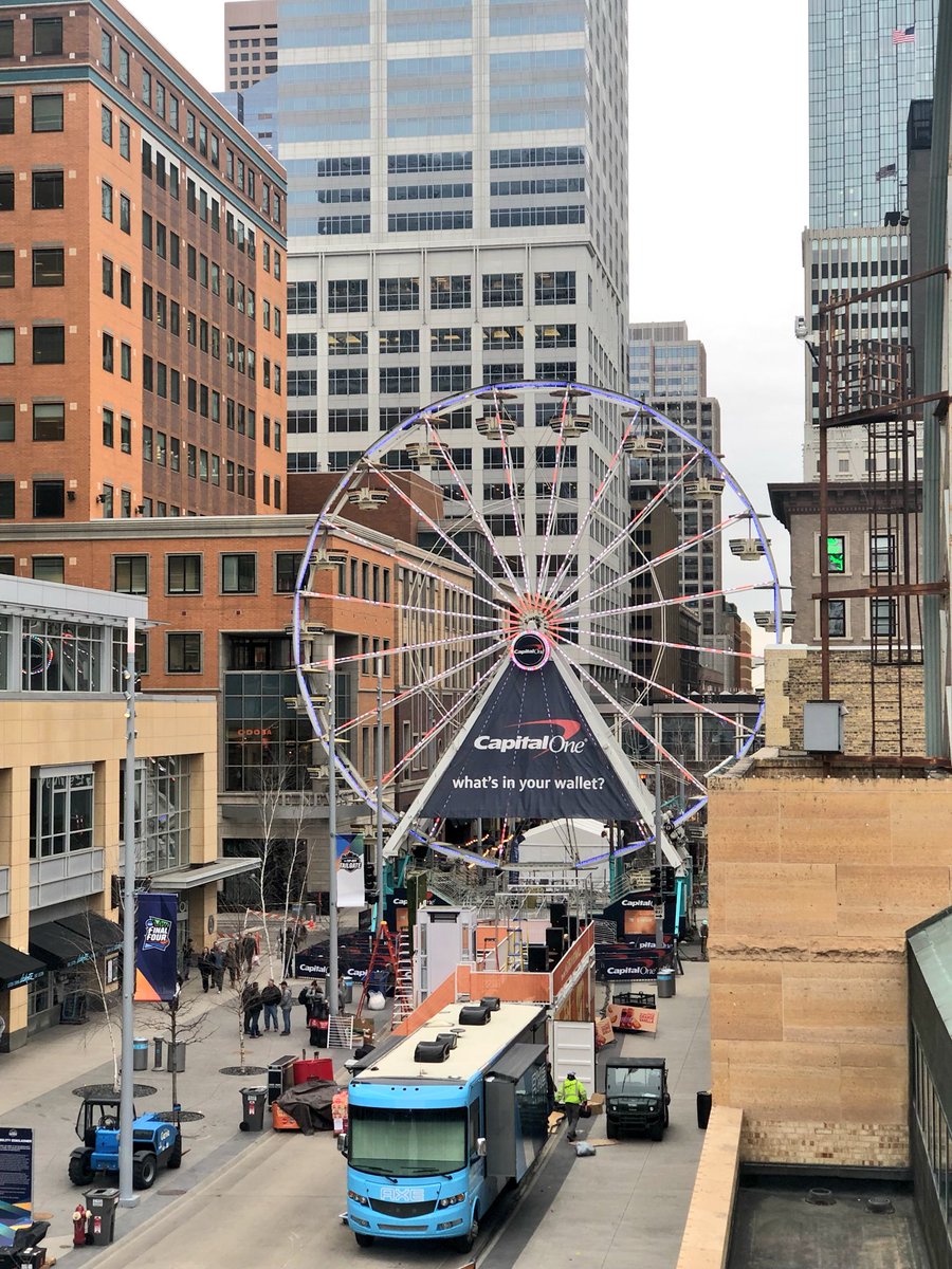 ExploreMN_PR's tweet photo. Tipping off @FinalFour festivities in Minneapolis from the @WCCO rooftop! #FinalFour #OnlyinMN #LumberJam 🏀 https://t.co/DUeEVqOOUy