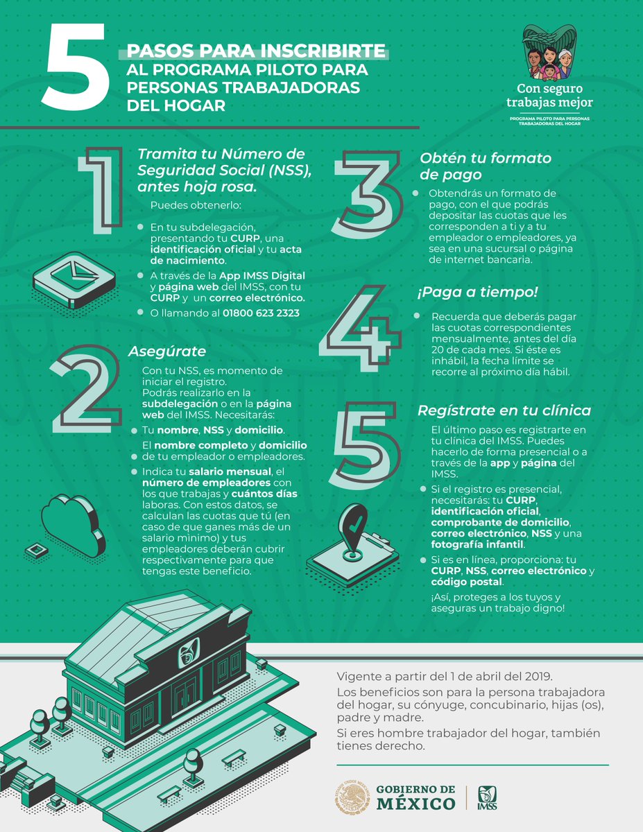 IMSSQueretaro's tweet photo. A partir del 1 de abril, las personas #TrabajadorasDelHogar ya pueden tener Seguro Social.

Te compartimos los pasos a seguir para darte de alta #ConSeguroTrabajasMejor

Dale click ➡️ https://t.co/LT4NuCP9tO https://t.co/j72tnYp9aa