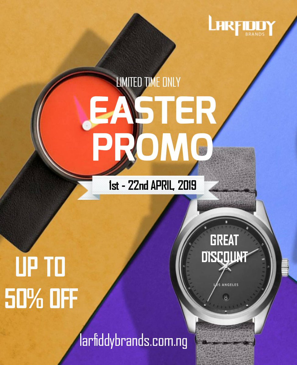 larfiddybrands's tweet photo. Hi WatchLovers,
.
Nigeria's No.1 Style Consulting &amp; Accessories Online Shop @LarfiddyBrands with over 150 sophisticated wristwatches, and other collections of male accessories in stock has her Easter Promo On!
.
Enjoy 50% Discount on our Watches.
#Larfiddybrand #Easterpromo https://t.co/bZrXbzIQA3