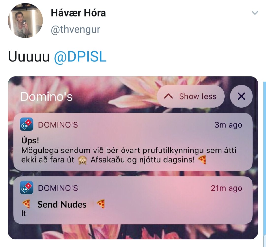 BerglindJ's tweet photo. Dagur í lífi nýráðins Markaðsfulltrúa @DPISL: Ætlaði að stroka smá út í miðjum skrifum á prufutilkynningu fyrir appið en rek mig létt í enter takkann og sendi á yfir 30 þús manns. Verð að athlægi á Twitter og fylli svo bílinn af Domino's blöðrum. Hvernig var vinnudagurinn ykkar? https://t.co/USEYgGIYeX