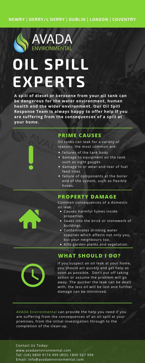 AVADAEnviro's tweet photo. If you've noticed a #smell of #oil around your home lately, or have reason to suspect you've got an #oilspill.  Don't put yourself at risk, and attempt to deal with the problem yourself. 

https://t.co/oyD84Naxg2 https://t.co/vDvA7NqlKa