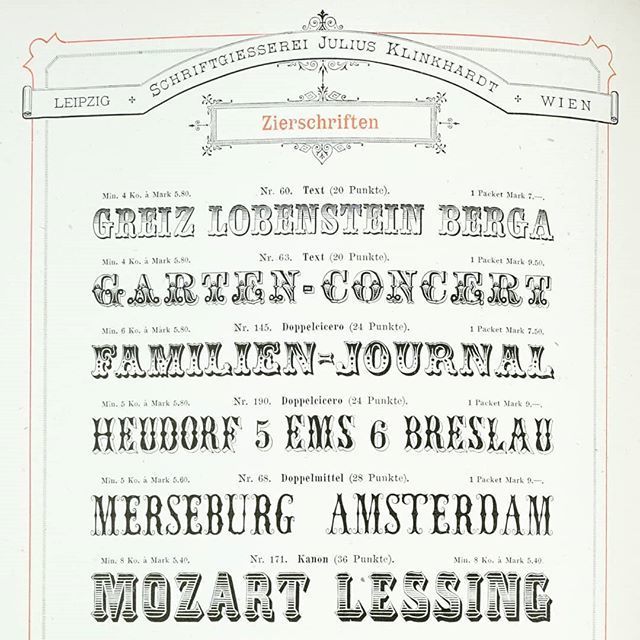 Letter_Library's tweet image. Zierschriften, Julius Klinkhardt, 1883 #typespecimen #displayfont #displaytype