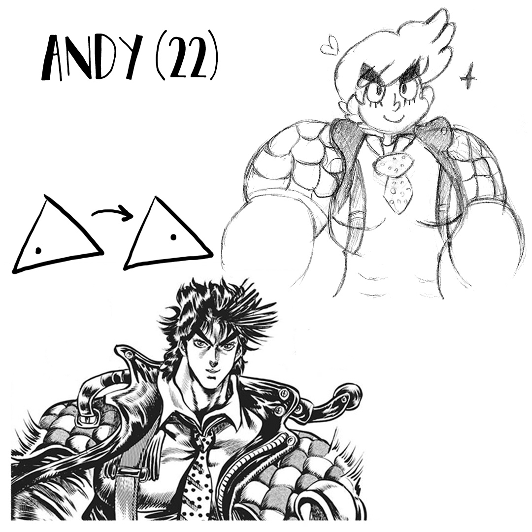 miguelistery's tweet image. @scottmccloud Then, we made the exercise of moving the style of some manga characters to a different place in the pyramid, it was real fun!

This was the result.
(2/2)
#manga #wadokai #drawing #mangaworkshop #howtodrawmanga #digimon #jojo