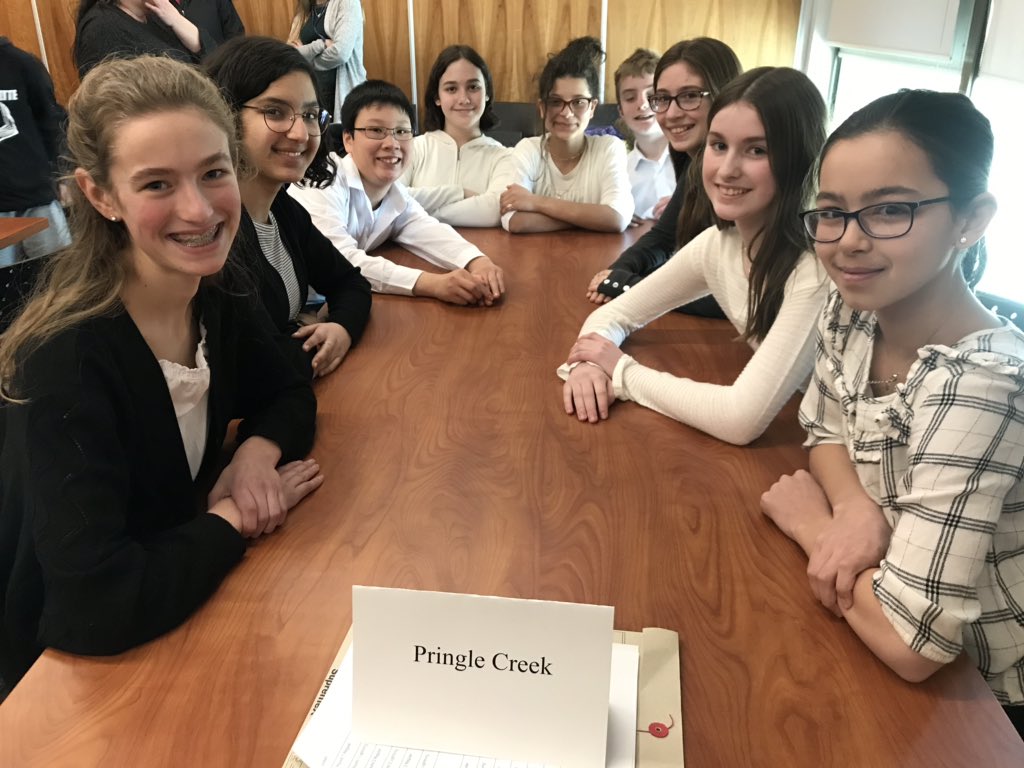 MrsMoolenschot's tweet photo. The #PringleCreekPS Intermediate Battle of the Books team is ready to rock at the #WhitbyLibrary BOB competition! https://t.co/R4PkJxpLUy