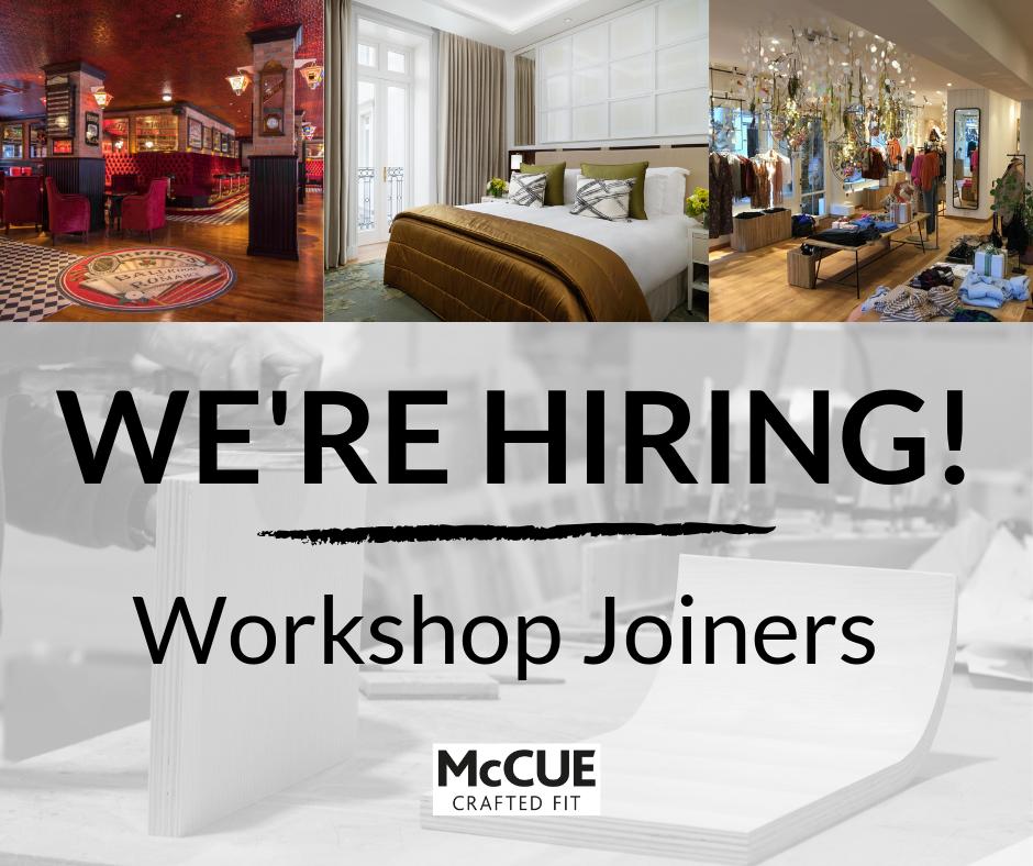 Applications for our workshop joiners position close this Friday 5th April. 

This is your chance to join one of NI’s leading refurbishment and fit-out specialists!
To apply, forward your CV to Nicola@mccuefit.com or email for more information! #McCueCraftedFit #NIJobs #RecruitNI