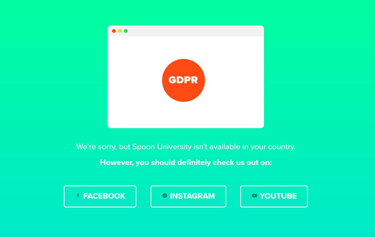 Drowhunter's tweet image. Ja Weltklasse #spoonuniversity #gdpr #eu 
Geht schon los...