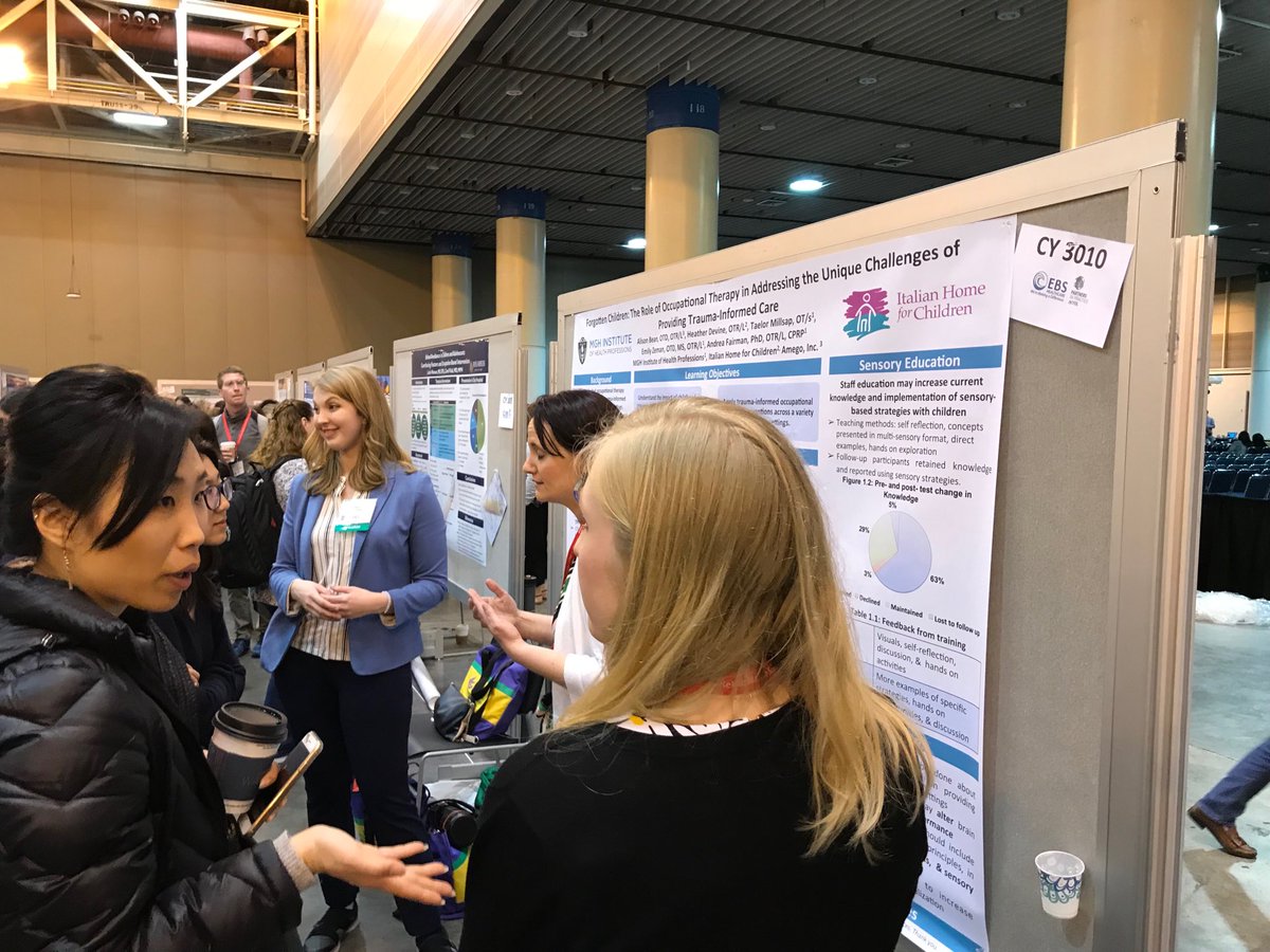OTemily3's tweet photo. Active explaining of trauma-informed care by Ali Bean, ⁦@MGHInstitute⁩ alum &amp; current 3rd year student ⁦@TaelorMadeOT⁩ &amp; Heather Devine ⁦@mghihpot⁩ #AOTA19 https://t.co/W70oo0c7eI