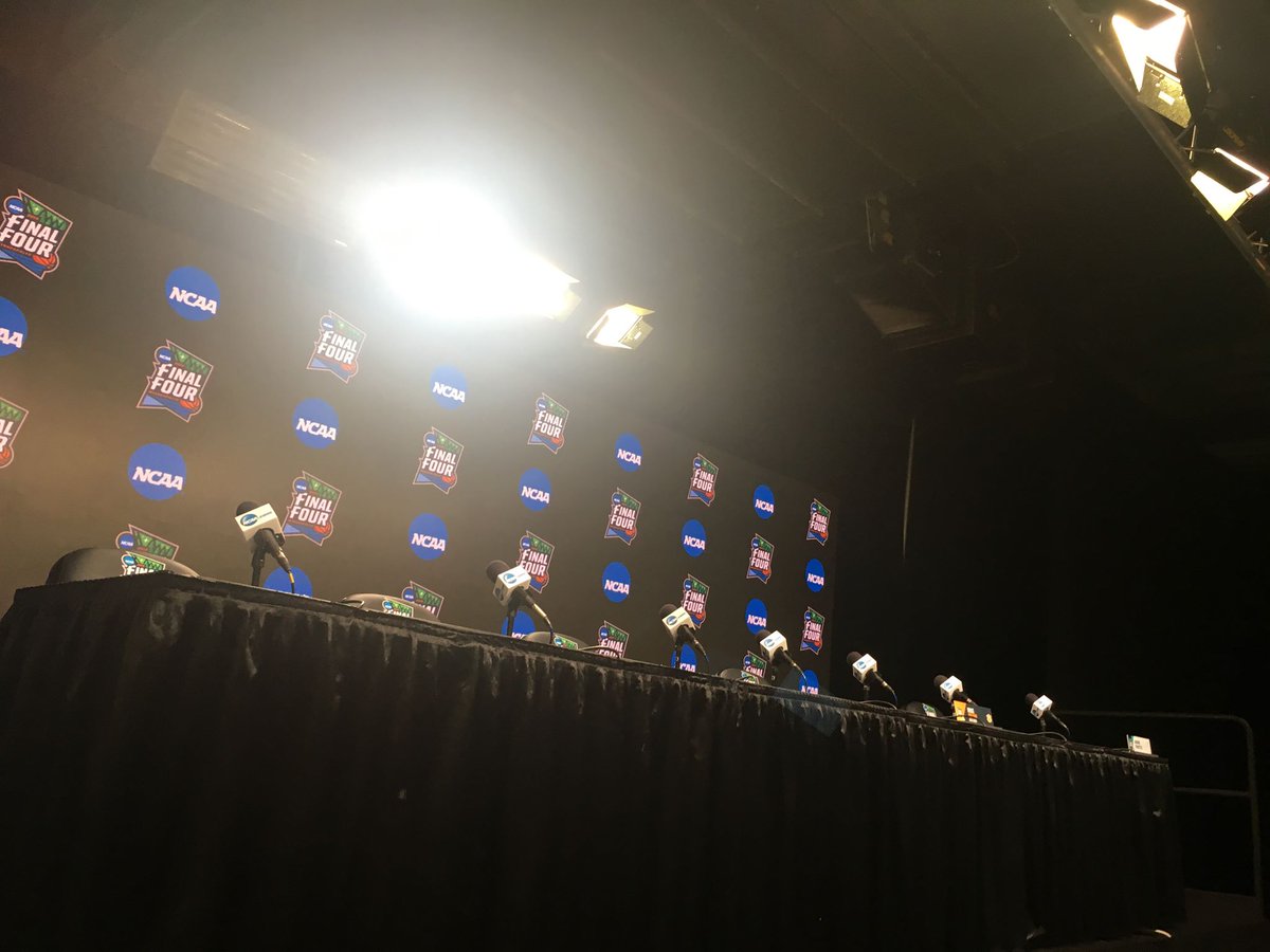 Inside US Bank Stadium for morning Final 4 media avail.