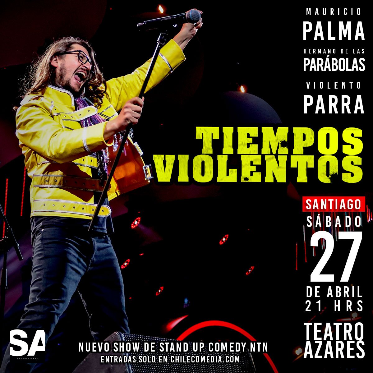 ProgramaNTN's tweet photo. NTN en vivo con su nuevo show Tiempos Violentos, Sabado 27 de abril, Teatro Azares. Todos los personajes, nuevos videos! Entradas por @chilecomedia
https://t.co/8HbTijzgIg
#violentoparra
#misapop
#mauriciopalma https://t.co/gu9P8WDji7