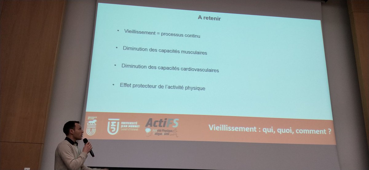 GiorgioVaresco's tweet image. Very clear presentation performed by my supervisor VianneyRozand on #ageing: what? who? when? at the first conference of the @chaire_ActiFS @IRMIS_StEtienne #libm 
take home messages: