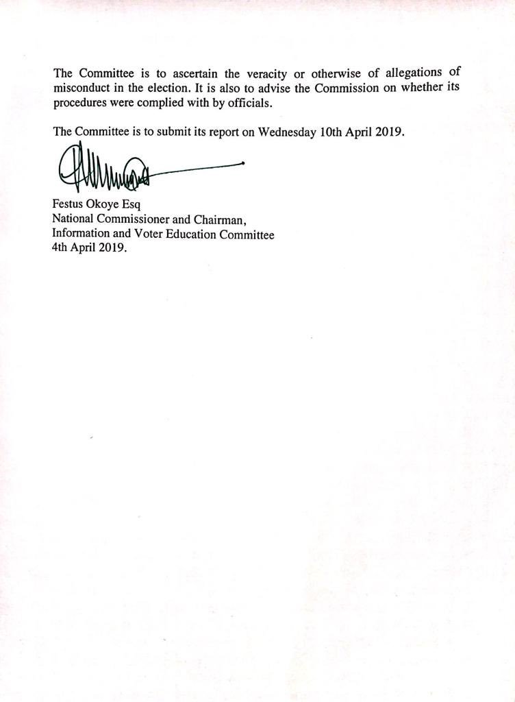 inecnigeria's tweet photo. Breaking News: 
The Commission met today 4th April 2019 and reviewed the conduct of the just concluded Rivers State collation exercise. However, supplementary election will be held in affected areas on 13th April 2019 in line with the timetable released by the Commission. https://t.co/X5ozTDTxYB
