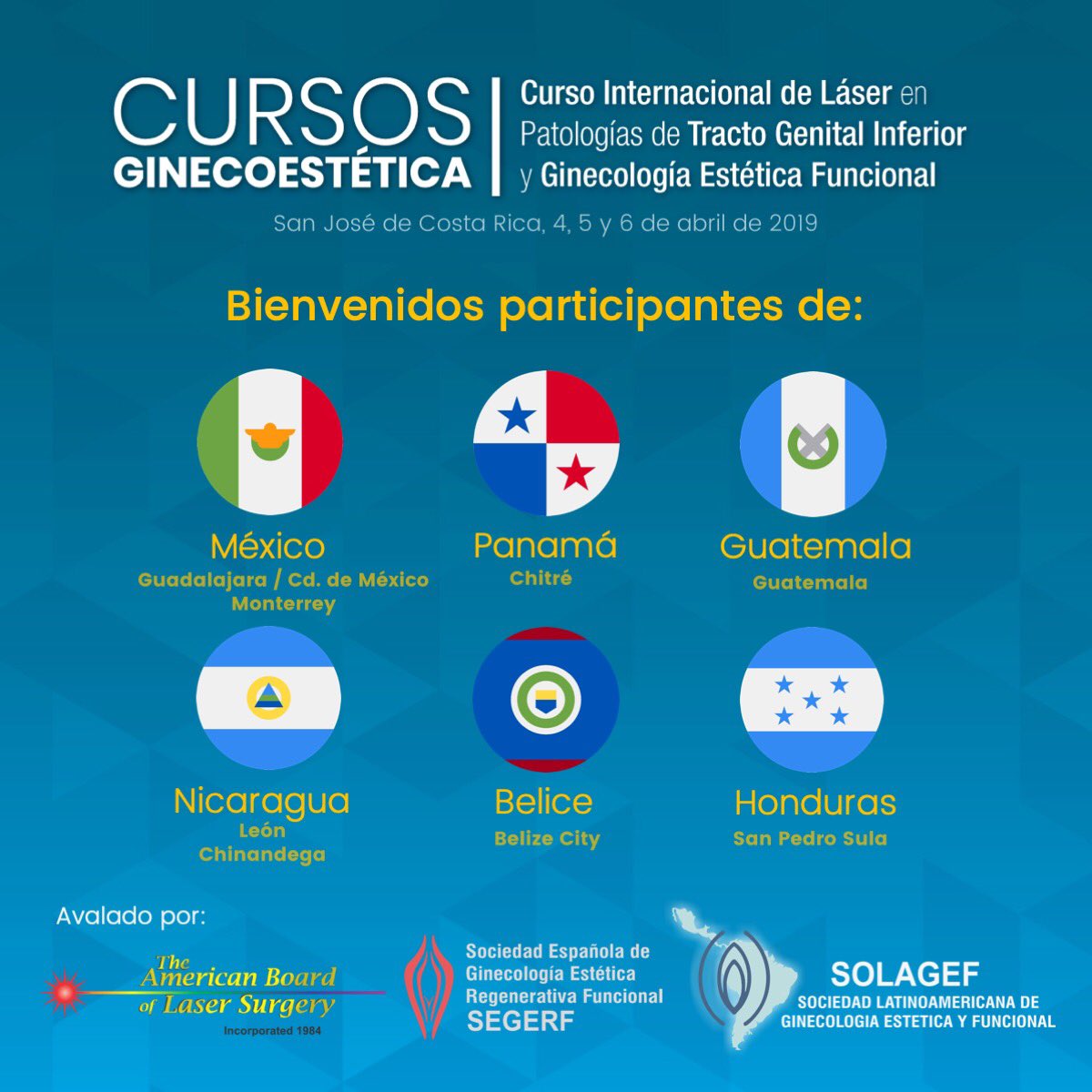 ginecoestetica's tweet photo. La bienvenida a colegas de 6 países de Centroamérica que hoy nos acompañan en esta nueva edición. 

#cursosginecoestetica 
#ginecoestetica
#ginecologiaestetica 
#segerf
#solagef
#americanboardoflasersurgery https://t.co/c262vVkZ6y