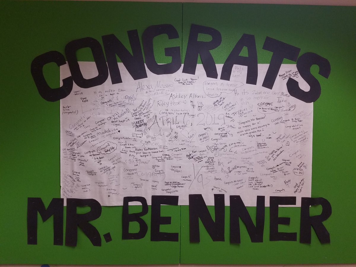 JenWevodau's tweet image. Congratulations and best wishes 
to Mr. Benner and the new Mrs.!

@SASD_IC #ICTeamConquerors