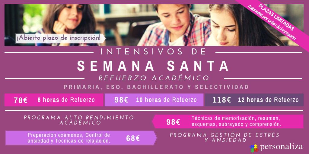 Personaliza_Ps's tweet photo. ¡Personaliza abre en Semana Santa! 🎊 Por ello hemos preparado programas especiales para los días 15,16,17 y 22 de Abril 🤩 ¡Apúntate a nuestros Intensivos de Semana Santa y asegúrate el aprobado de la 3ªEvaluación! #grupopersonaliza #academias #psicólogos https://t.co/NEJOrh1au7