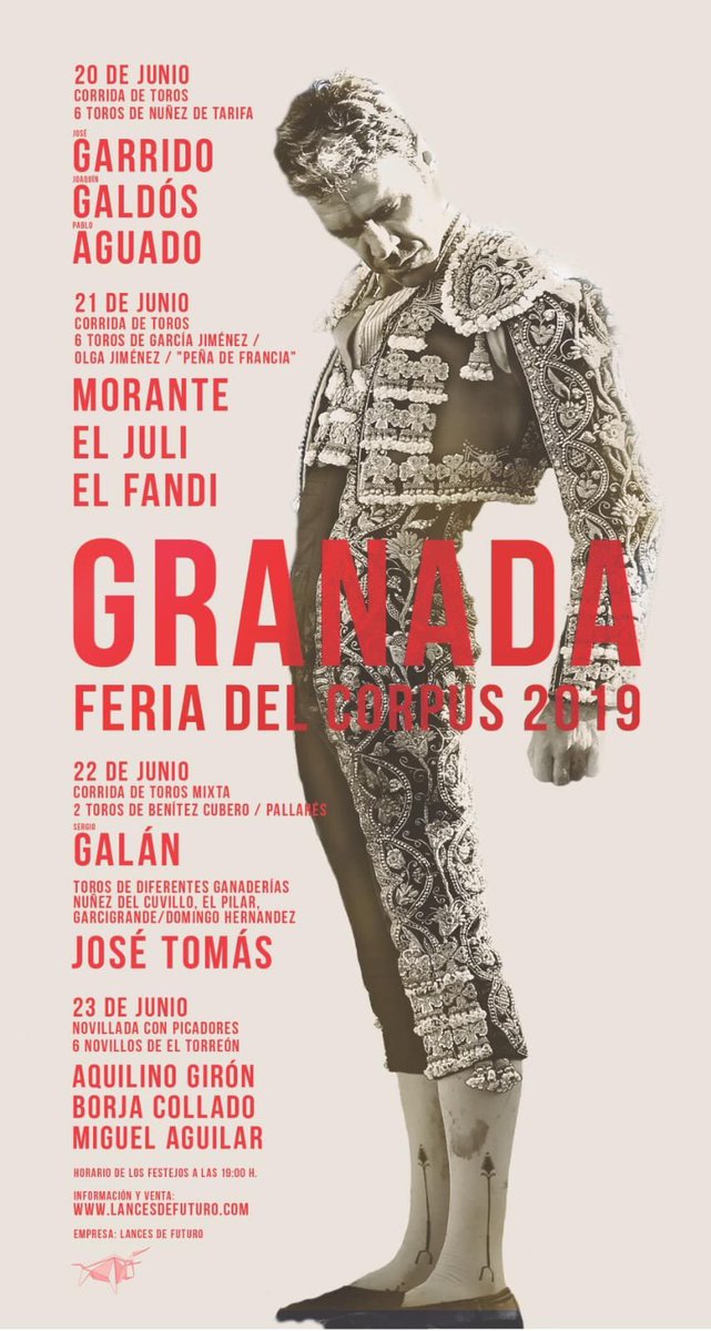 📅Nueva Fecha📅 Aquilino Girón hará su Presentación como novillero en Granada dentro de su feria El Corpus 2019! El próximo 23 de Junio Compartirá cartel con Borja Collado y Miguel Aguilar para lidiar astados de El Torreón.