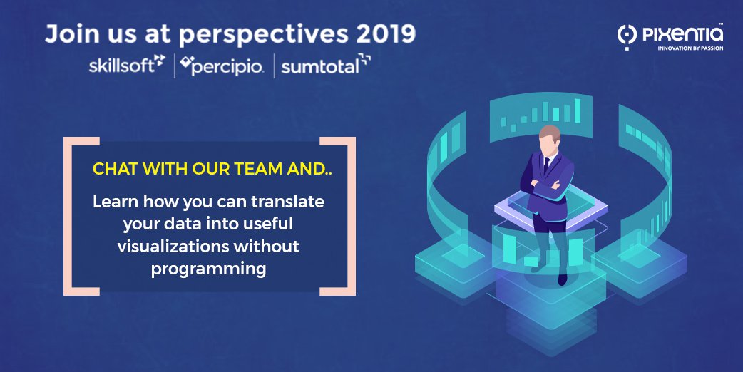 Phenomecloud's tweet photo. Chat with our #pixentia team at #Perspectives19 and know how you can create data-driven learning organization with reporting enhancements for SumTotal Learn.#Reportingandanalytics #LMSreporting https://t.co/8BnkzU96CR