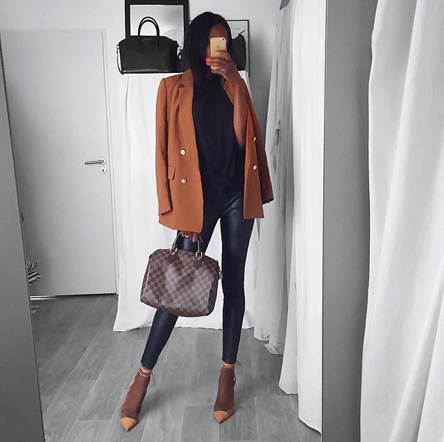 Assitan on X: Rust blazer . . . . . #Outfit #outfitoftheday  #outfitinspiration #outfitideas #outfitinspo #outfitgoals #luxurybag  #outfitdaily #fashionblogger #outfitgram #Style #styleblogger  #styleinspiration #gucci #speedybag #speedy30 #allblack