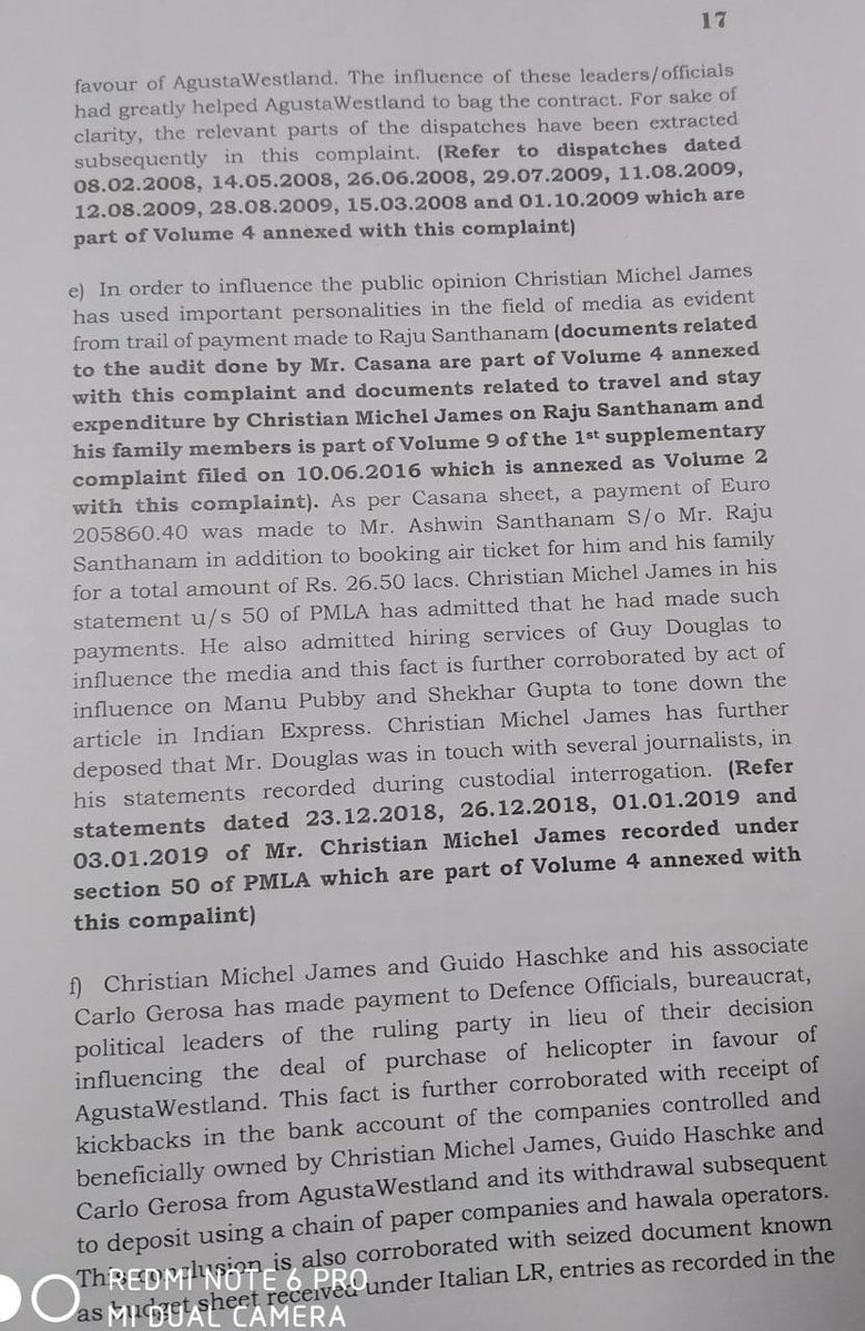 sudhirchaudhary's tweet photo. For the kind perusal of those who want to know which journalists have been named in the #AugustaWestlandScam .Here is an excerpt of the chargesheet filed by ED. Shared in public interest. https://t.co/At192cgVza