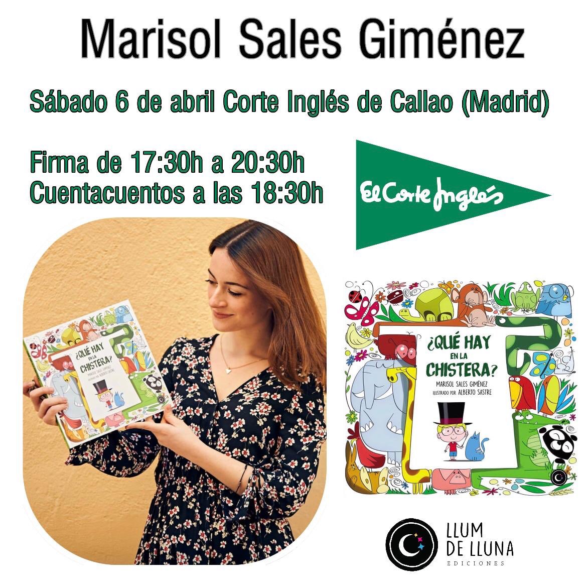 ¿Tienes peques en casa?
¿Les gusta leer?
¡Pues tienes plan para este sábado!
Toda la magia de <a href="/Marisol_Sales/">Marisol Sales Giménez</a> y <a href="/ed_llumdelluna/">Ediciones Llum de Lluna</a> en esa mágica chistera...