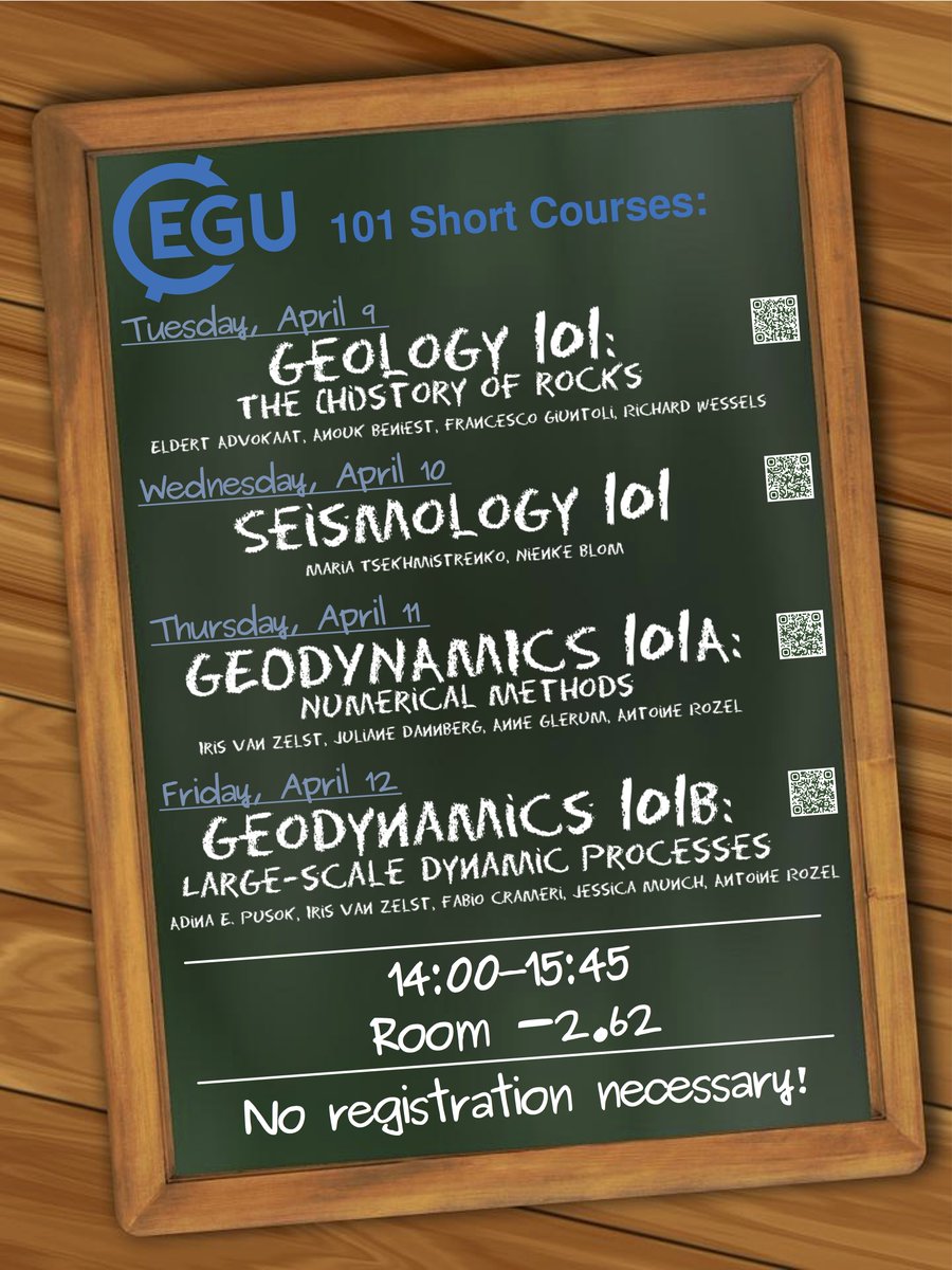 Lots of '101' style Short Courses next week at #EGU19. Perfect opportunity to brush-up, delve into the new, or pick up some teaching tips! <a href="/EuroGeosciences/">European Geosciences Union</a> <a href="/EGU_TS/">EGU TS Division</a> <a href="/fcrameri/">Fabio Crameri</a> <a href="/iris_van_zelst/">Dr. Iris van Zelst</a>